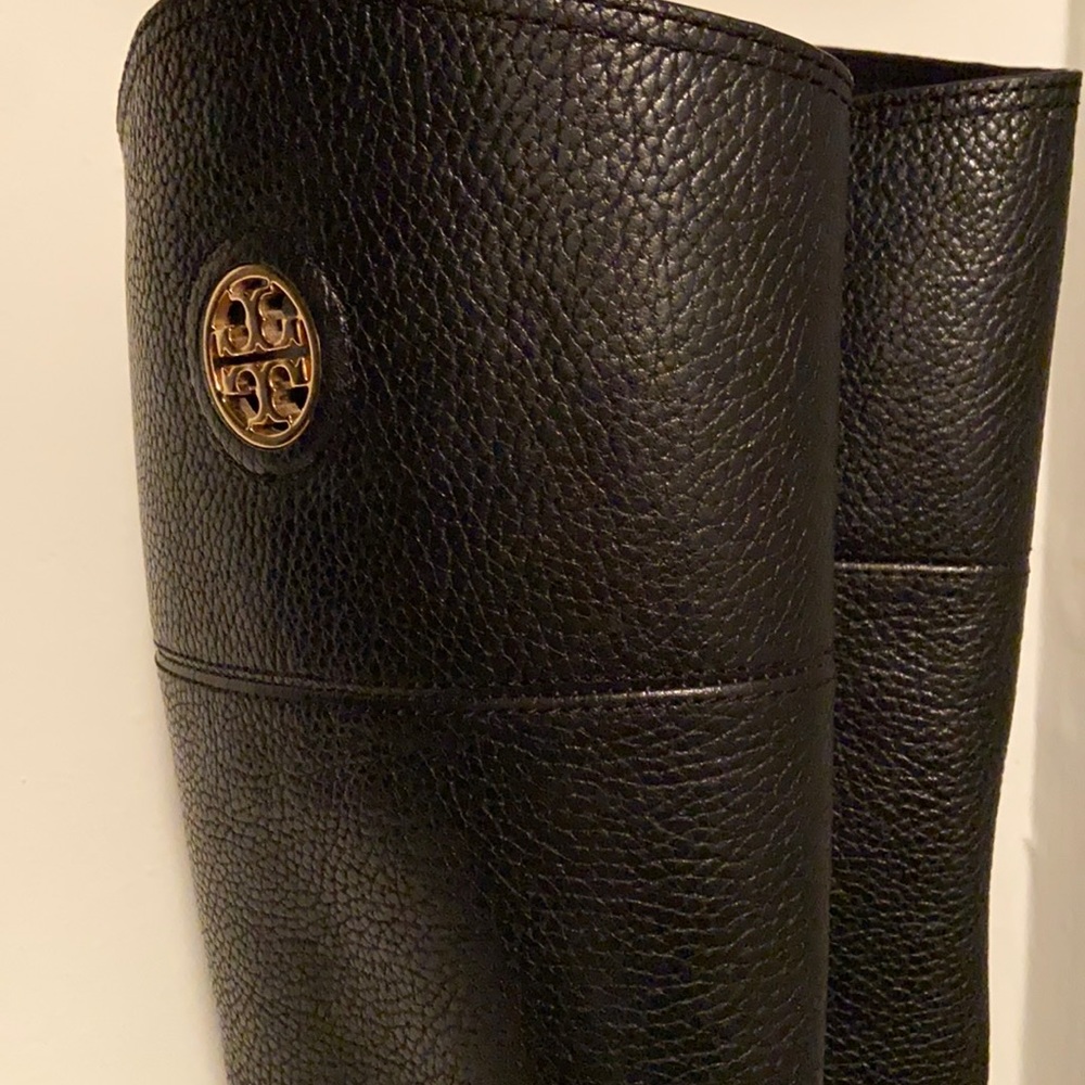 Tory Burch Tory Burch Ashlynn Riding Black Leather Knee High Boots Logo Size 7